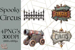 Spooky Circus Clip Art Png, Creepy Halloween Clipart Png Product Image 1