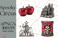 Spooky Circus Clip Art Png, Creepy Halloween Clipart Png Product Image 1