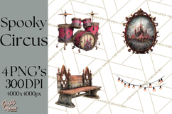 Spooky Circus Clip Art Png, Creepy Halloween Clipart Png Product Image 1