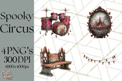 Spooky Circus Clip Art Png, Creepy Halloween Clipart Png Product Image 1