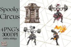 Spooky Circus Clip Art Png, Creepy Halloween Clipart Png Product Image 1