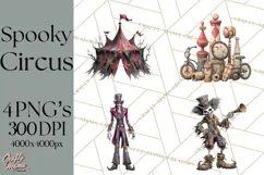 Spooky Circus Clip Art Png, Creepy Halloween Clipart Png Product Image 1