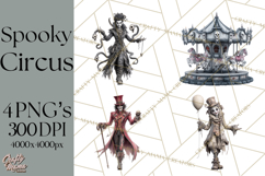 Spooky Circus Clip Art Png, Creepy Halloween Clipart Png Product Image 1
