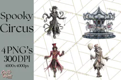 Spooky Circus Clip Art Png, Creepy Halloween Clipart Png Product Image 1