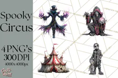 Spooky Circus Clip Art Png, Creepy Halloween Clipart Png Product Image 1