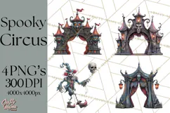 Spooky Circus Clip Art Png, Creepy Halloween Clipart Png Product Image 1