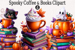 Spooky Coffee &amp; Books Clipart Product Image 1