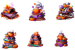 Spooky Coffee &amp; Books Clipart Product Image 2