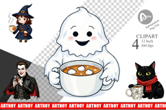 Spooky Coffee Sips Clipart Product Image 1