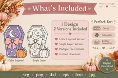 Cute Spooky Coffin with Bow &amp; Pumpkin SVG | Halloween SVG Product Image 2
