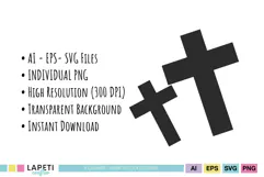 Cemetery crosses Halloween cut file in black silhouette style