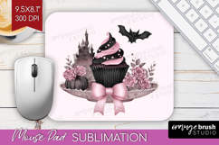 Spooky Cupcake Cute Mouse Pad Sublimation Pink Halloween PNG Product Image 1