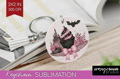 Spooky Cupcake Cute Keychain PNG Pink Halloween Keychain Product Image 1