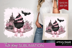 Spooky Cupcake Cute Tote Bag Pink Halloween Tote Bag PNG Product Image 1