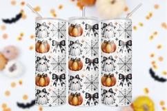 Spooky Cute Coquette Ghost Skinny Tumbler Wrap Product Image 1