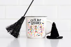 Spooky cute PNG design with skeletons and bats