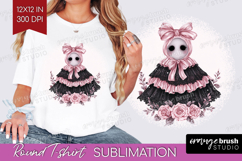 Spooky Ghost Cute Round Tshirt Background Pink Halloween PNG Product Image 1