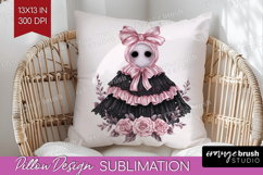Spooky Ghost Cute Pillow Sublimation Pink Halloween Pillow Product Image 1