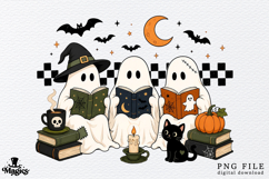 Spooky Ghost Reading Books Halloween png Product Image 1