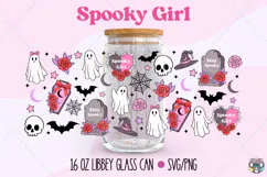 Spooky Girl Libbey Glass Wrap, Halloween 16oz Can Glass Product Image 1