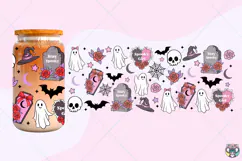 Spooky Girl Libbey Glass Wrap, Halloween 16oz Can Glass Product Image 2