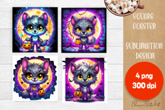 Halloween coaster, neon cute monster square coaster Product Image 1