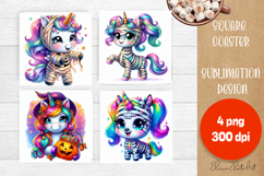 Halloween coaster, neon cute monster square coaster Product Image 1