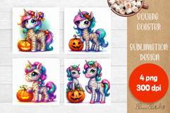 Halloween coaster, neon cute monster square coaster Product Image 1