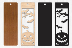 Spooky Halloween Bookmark, Laser Cut Wooden Pumpkin &amp; Bats Product Image 2