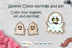 Halloween Ghost earrings and badge| Laser cut desing SVG Product Image 2