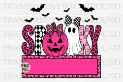 Spooky Halloween Girl Ghost Bow,Pumpkin Sublimation Design Product Image 1