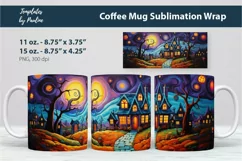 Spooky Halloween House Coffee Mug Wrap for 11 oz Cricut Mug