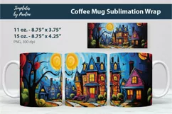 Spooky Halloween House Coffee Mug Wrap for 15 oz Cricut Mug
