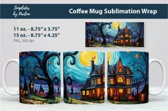 Spooky Halloween House Coffee Mug Wrap for 11 oz Cricut Mug