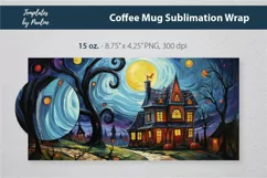Spooky Halloween House Coffee Mug Wrap for 11 oz Cricut Mug