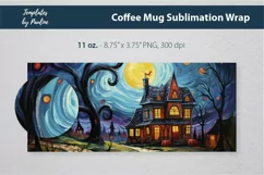 Spooky Halloween House Coffee Mug Wrap for 11 oz Cricut Mug