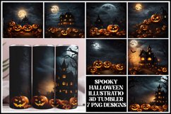 Spooky halloween illustratio 3D Sublimation Tumbler Wrap Product Image 1