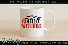 Hello Witches SVG Cricut Spooky Halloween T-shirt Mug Design Product Image 3