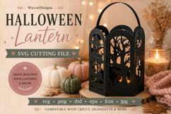Round Spooky Halloween lantern svg template, Product Image 3