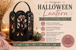 Round Spooky Halloween lantern svg template, Product Image 5