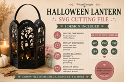 Round Spooky Halloween lantern svg template, Product Image 2