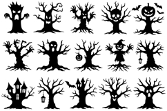 Spooky Halloween Tree Silhouette SVG Bundle Product Image 1
