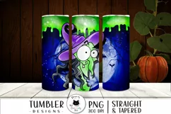 halloween tumbler wrap with funny green witch illustration
