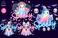 Iridescent Halloween Spooky Ghost Png Neon Glow Boo Product Image 1