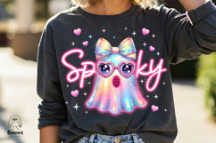 Iridescent Halloween Spooky Ghost Png Neon Glow Boo Product Image 3