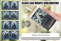 Glass Can Wraps Spooky Haunted House Product Image 1