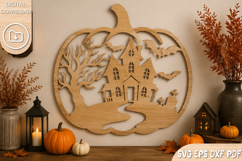 Spooky House Pumpkin Laser Cut SVG Product Image 1