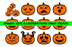 Spooky Jack O Lantern Faces Emoji Halloween SVG EPS PNG JPEG Product Image 1