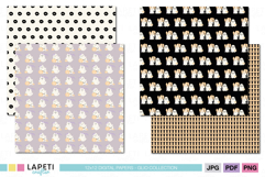 Kawaii Halloween ghost scrapbook papers for digital and printable crafts.