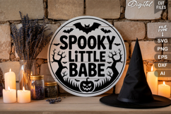 Spooky Little Babe SVG File | Halloween Round Sign SVG Product Image 3